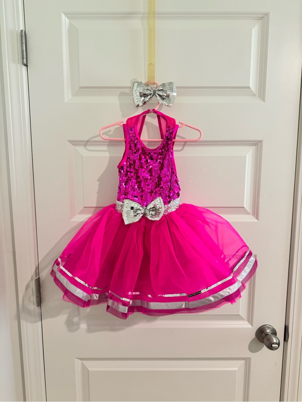 Hot Pink/ Silver Girls Recital Dress - Sz XSM (4/5)